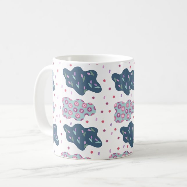 Caneca De Café padrão das nuvens de flores (Frente Esquerda)