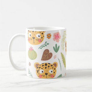 Caneca De Café Padrão das plantas tropicais da cabeça-leopardo