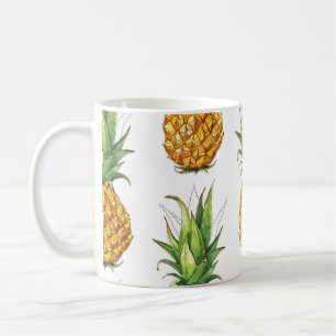 Caneca De Café Padrão de abacaxi de verão, design sem costura.
