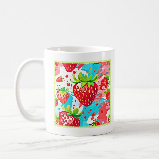 Caneca De Café Padrão de abertura de morango (Esquerda)