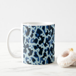 Caneca De Café Padrão de Abstrato de Camo Preto Azul