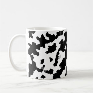 Caneca De Café Padrão de Abstrato de Fractal Branco Preto Irregul