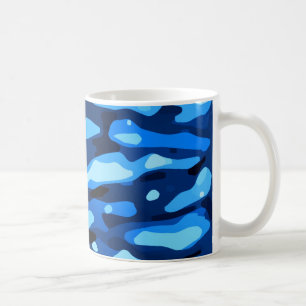 Caneca De Café Padrão de Abstrato do Trendy Blue Camo