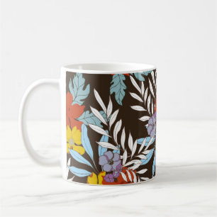 Caneca De Café padrão de abstrato elegância com fundo floral.