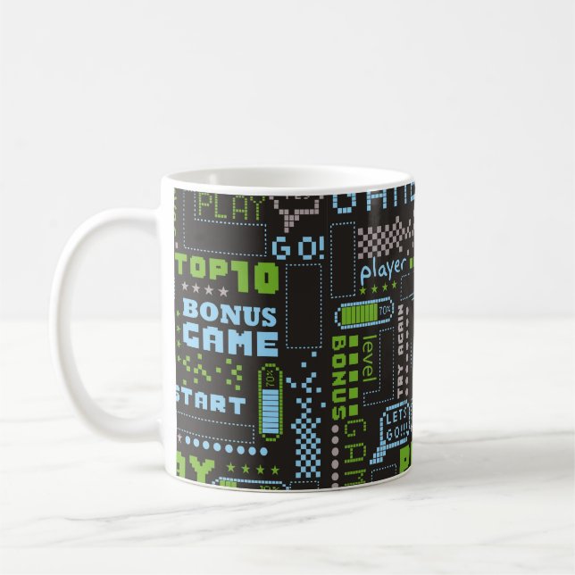 Caneca De Café padrão de abstrato ininterrupto no estilo de jogo  (Esquerda)