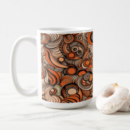 Caneca De Café Padrão de Abstrato Laranja de Pêssego Moderno