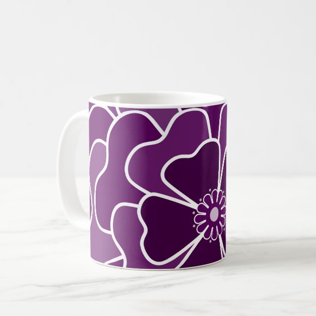 Caneca De Café Padrão de abstrato roxo escuro (Frente Esquerda)