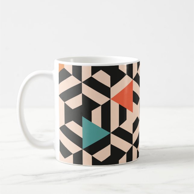 Caneca De Café Padrão de abstrato sem costura de formas geométric (Esquerda)