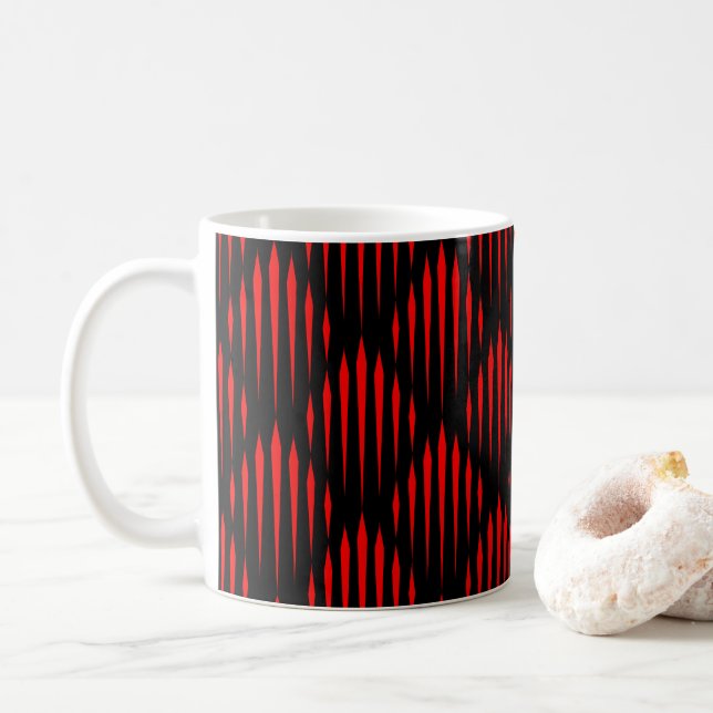 Caneca De Café Padrão de abstrato vermelho e preto (Com Donut)