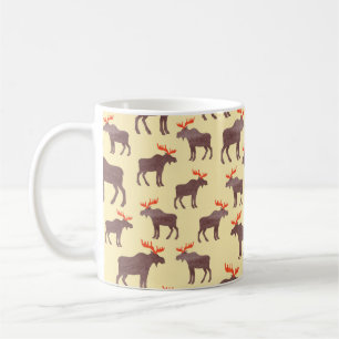 Caneca De Café Padrão de alces sem costura. Molho de aquarela v
