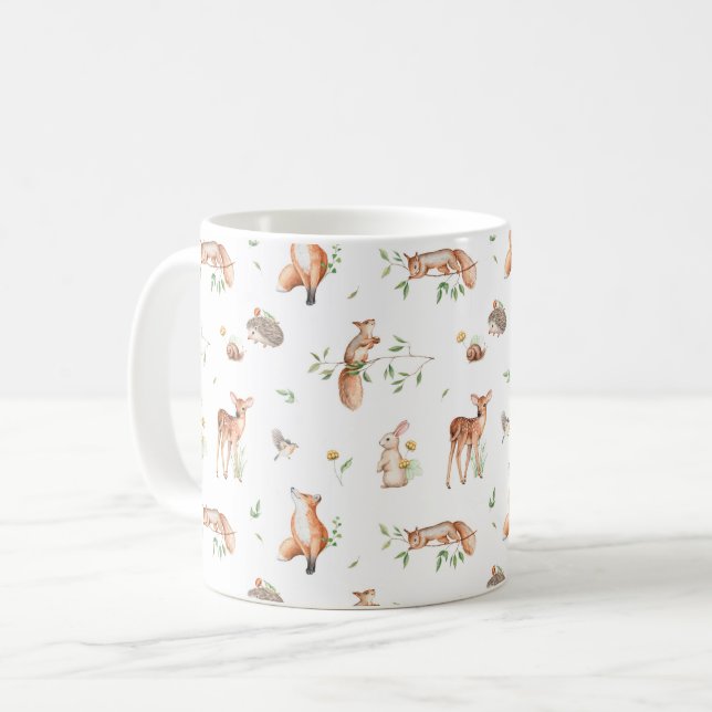 Caneca De Café Padrão de Amigos de Animais da Floresta Cura (Frente Esquerda)