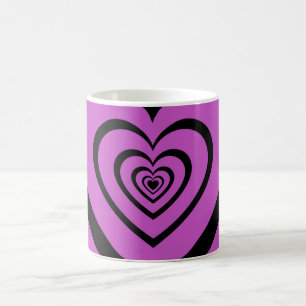 Caneca De Café Padrão de Amor do Coração Hipnótico Roxo Negro