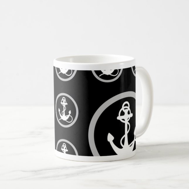 Caneca De Café Padrão de Âncora (Frente Esquerda)