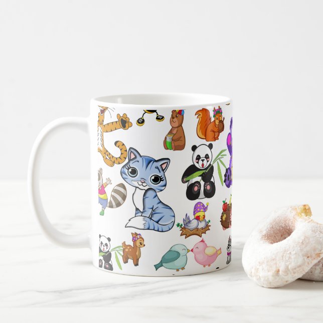 Caneca De Café Padrão de Animais (Com Donut)