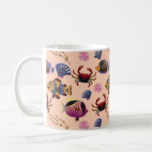 Caneca De Café Padrão de animais aquáticos vida submarina do