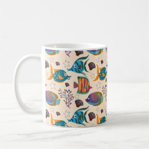 Caneca De Café Padrão de animais aquáticos   vida submarina do 