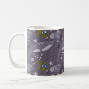 Caneca De Café Padrão de animais aquáticos vida submarina do