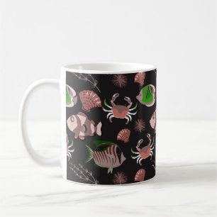 Caneca De Café Padrão de animais aquáticos vida submarina do