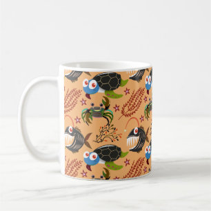 Caneca De Café Padrão de animais aquáticos   vida submarina do oc