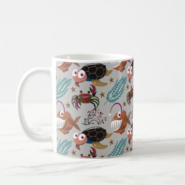 Caneca De Café Padrão de animais aquáticos | vida submarina do oc (Esquerda)