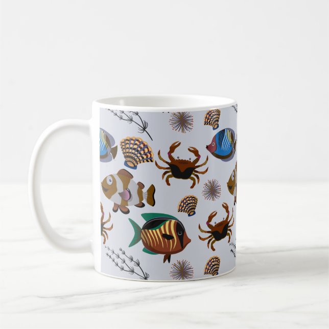 Caneca De Café Padrão de animais aquáticos | vida submarina do oc (Esquerda)