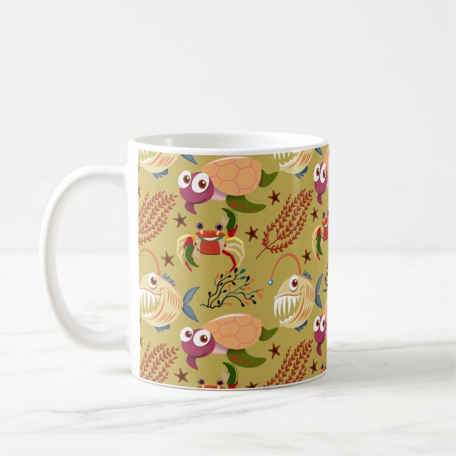 Caneca De Café Padrão de animais aquáticos | vida submarina do oc (Esquerda)