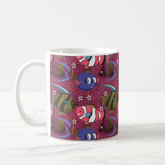 Caneca De Café Padrão de animais aquáticos | vida submarina do oc (Esquerda)