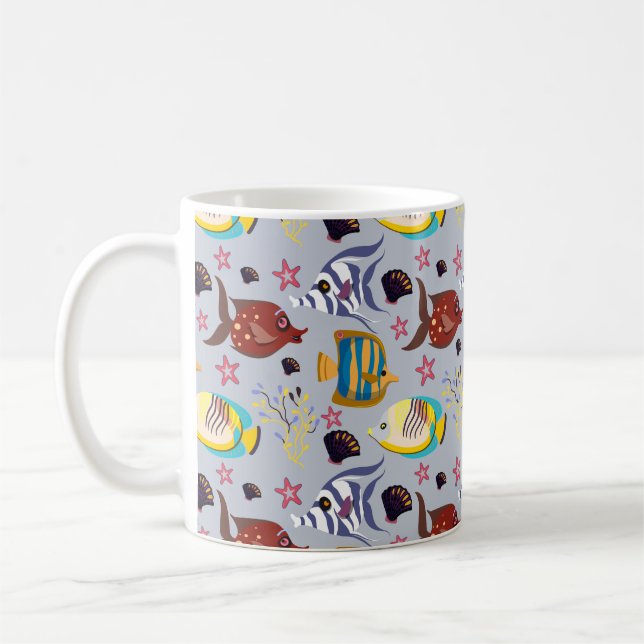 Caneca De Café Padrão de animais aquáticos | vida submarina do oc (Esquerda)