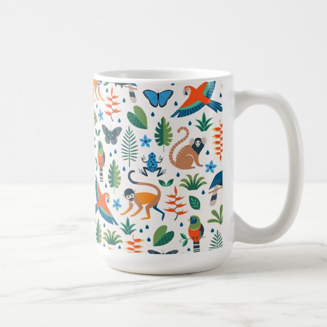 Caneca De Café Padrão de Animais da Floresta Tropical (Direita)