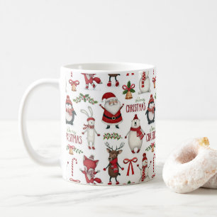 Caneca De Café Padrão de animais de Natal