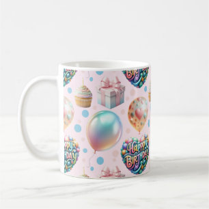 Caneca De Café Padrão de aniversário pastel fofo