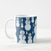 Padrão de Aquarela Azul Snowman, Gelado, Gelado