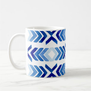 Caneca De Café Padrão de Aquarela das Setas Rhombus Azuis