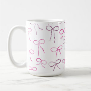 Caneca De Café Padrão de Aquarela de Fitas e Laços