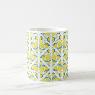 Caneca De Café Padrão de Aquarela de Limão Fresco