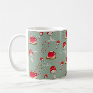 Caneca De Café Padrão de aquarela de outono colorido