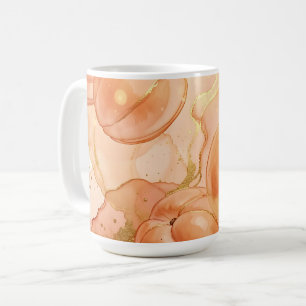 Caneca De Café Padrão de Aquarela de Pêssego Dourado