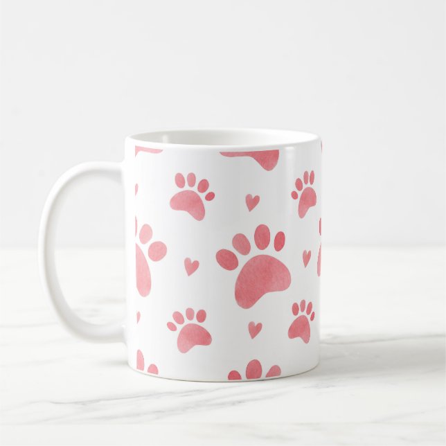 Caneca De Café Padrão de Aquarela de Pinturas de Cat (Esquerda)
