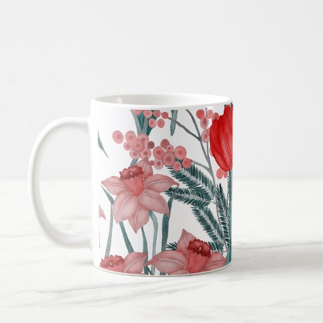 Caneca De Café Padrão de Aquarela de primavera Bloom (Esquerda)