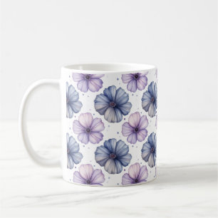 Caneca De Café Padrão de aquarela floral lavanda e azul