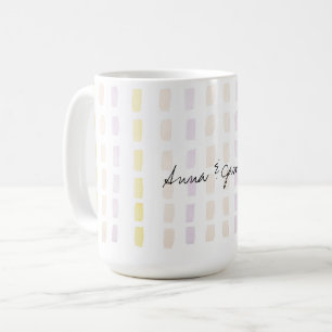 Caneca De Café Padrão de Aquarela Geométrica do Casal Feliz