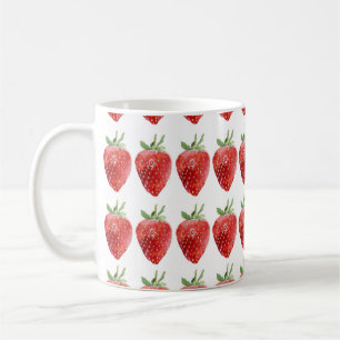 Caneca De Café Padrão de aquarela sem costura com morangos 