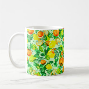 Caneca De Café  Padrão de aquarela vítrea - Ramal de limão com