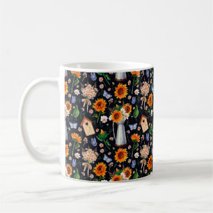 Caneca De Café Padrão de aquarelas sem costura com cor ensolarad