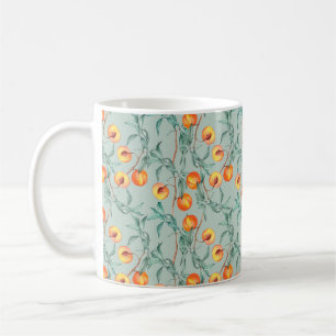 Caneca De Café Padrão de aquarelas sem costura com pêssegos e b