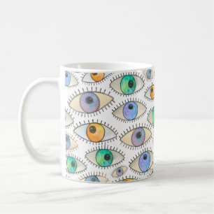 Caneca De Café Padrão de aquarelas sem costura do olho humano la