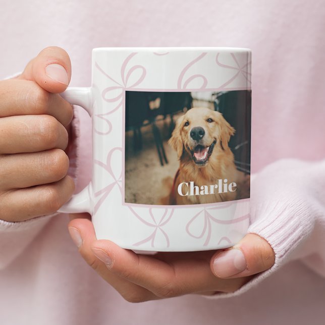 Caneca De Café Padrão de Arco de Foto e Nome de Cão Personalizado (Criador carregado)