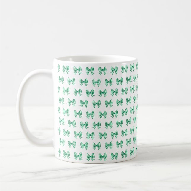 Caneca De Café Padrão de arco de gingham branco-verde (Esquerda)