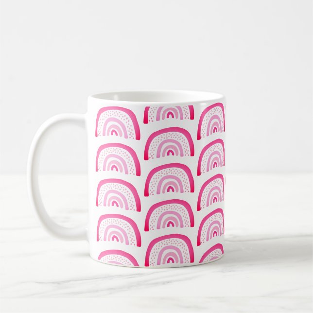 Caneca De Café Padrão de Arco-Íris Rosa (Esquerda)