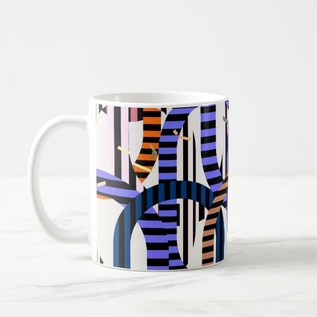 Caneca De Café Padrão de arte algorítmico colorido  (Esquerda)